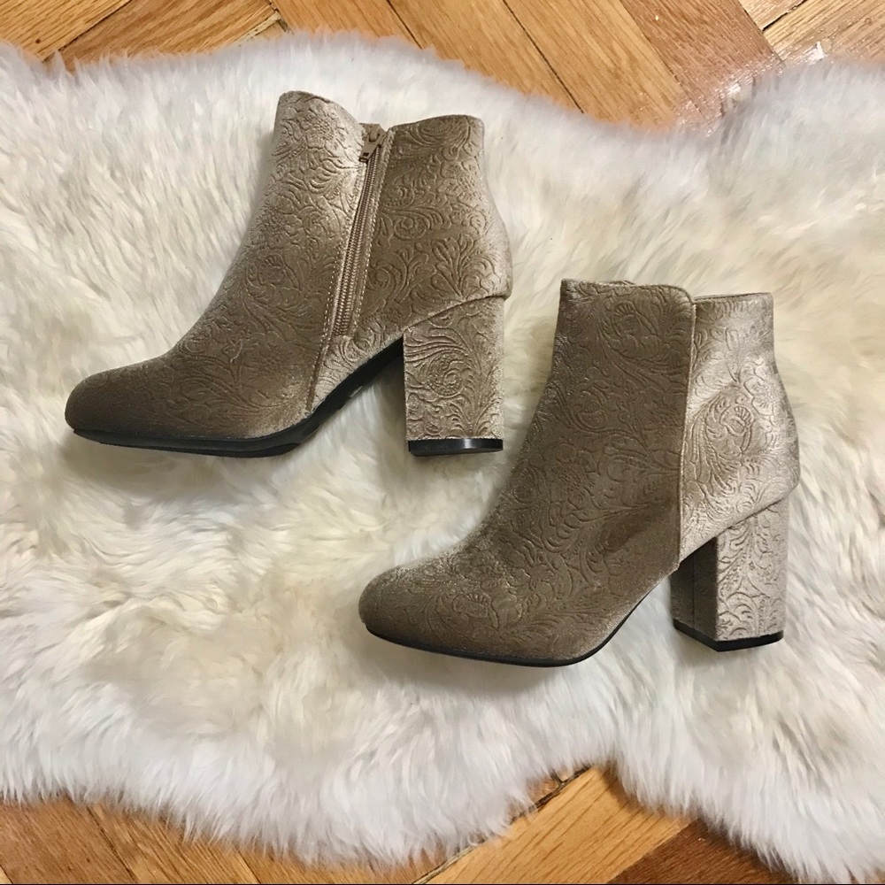 Champagne Damask BAMBOO Ankle Booties (NWB) - Picture 6 of 6